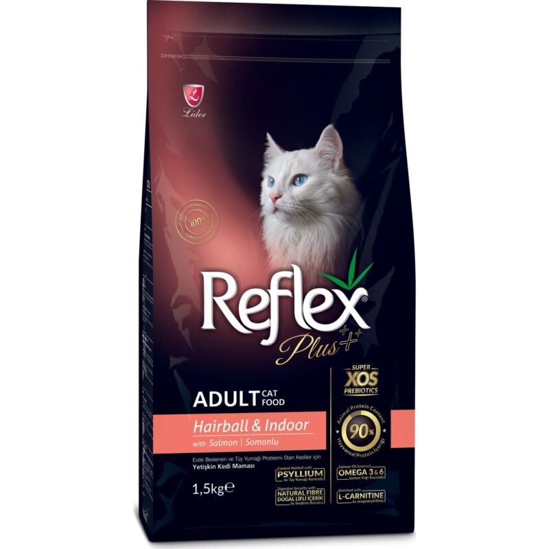 Reflex Plus Somonlu Hairball Yetişkin Kedi Maması 1,5 kg - Tüy Yumağı Kontrolü