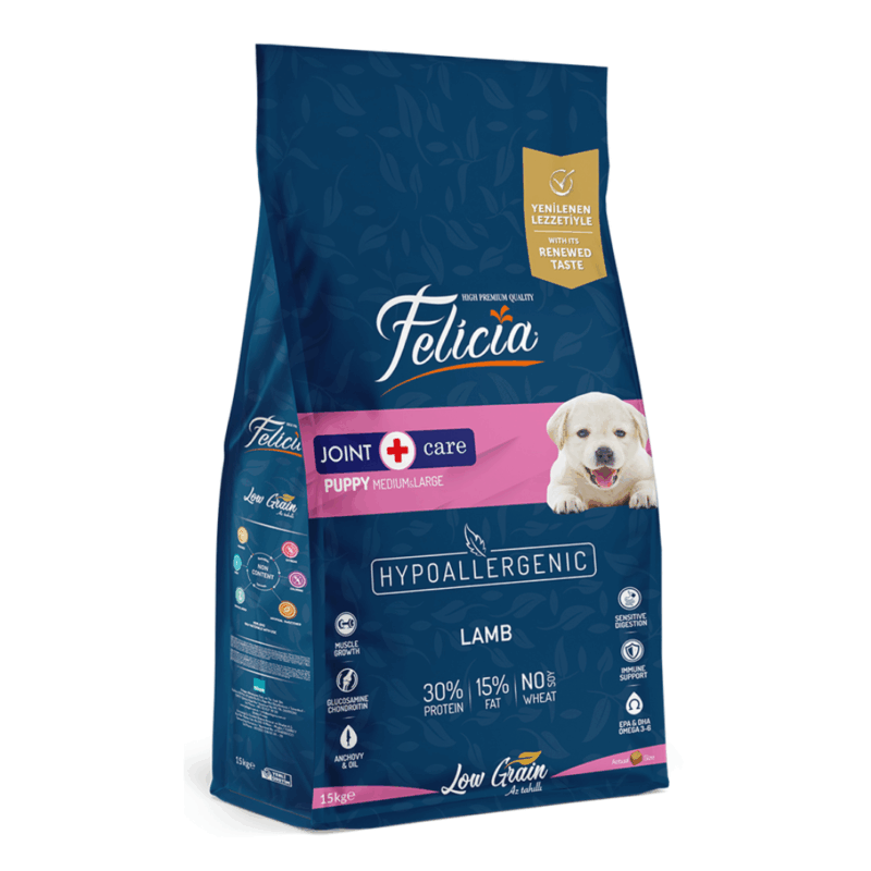 Felicia Joint Care Orta ve Büyük Irklar İçin Kuzu Etli Yavru Köpek Maması 15 kg