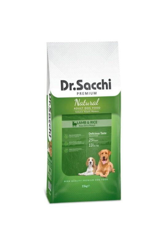 Dr. Sacchi Premium Natural Kuzu Etli ve Pirinçli Yetişkin Köpek Maması 15 kg