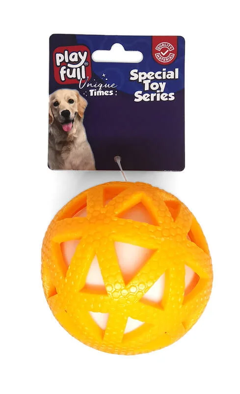 Playfull Işıklı Üçgen Desenli Plastik Top Köpek Oyuncağı 7,5 Cm
