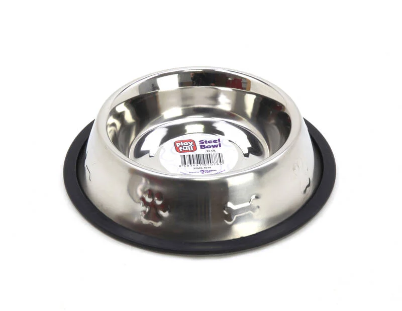 Playfull Desenli Çelik Mama ve Su Kabı 16 oz Mama Kapları Playfull Desenli Çelik Mama ve Su Kabı 16 oz - Görsel 1