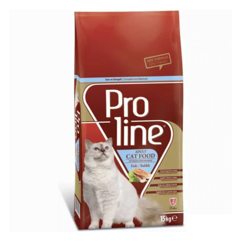 Proline balıklı yetişkin kedi maması 15 kg büyük boy ekonomik paket, omega-3 destekli tam ve dengeli beslenme