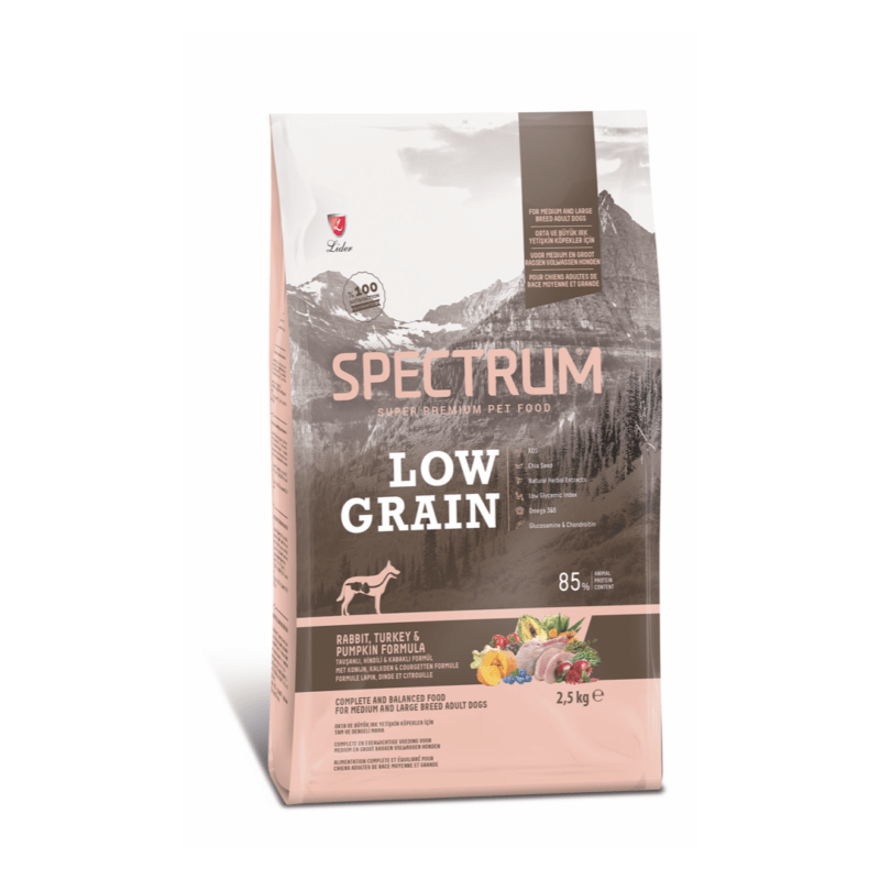 Spectrum D&uuml;ş&uuml;k Tahıllı Tavşanlı, Hindili ve Kabaklı Orta ve B&uuml;y&uuml;k Irk Yetişkin K&ouml;pek Maması 2,5 kg