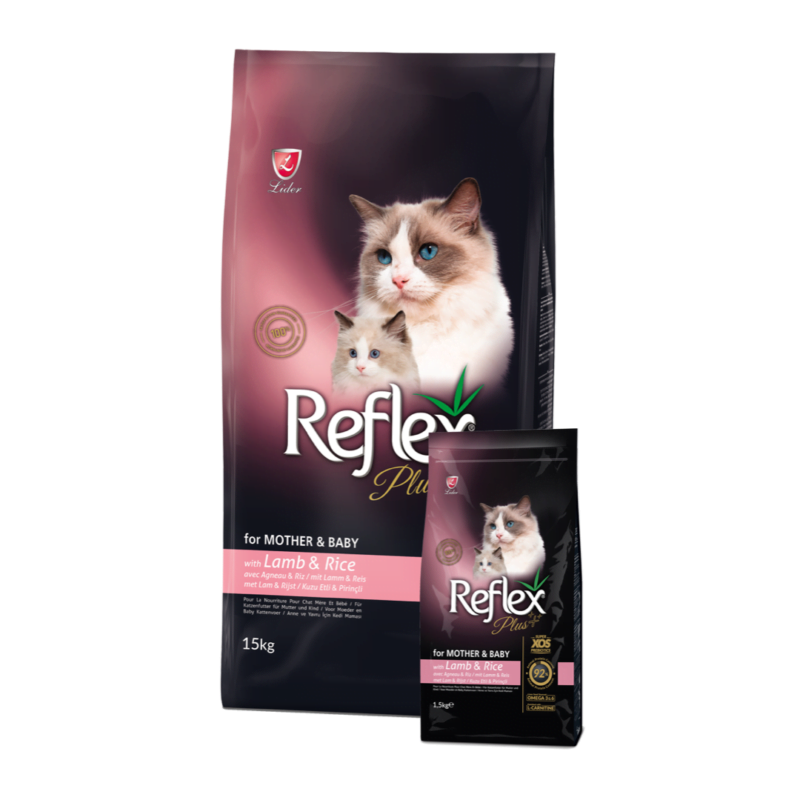 Reflex Plus Kuzu Etli Anne ve Yavru Kedi Maması 15 kg büyük boy ekonomik paket