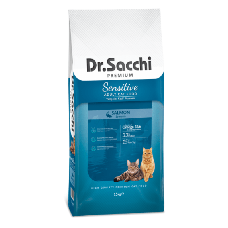 Dr. Sacchi Premium Sensitive Somonlu Yetişkin Kedi Maması 15 kg