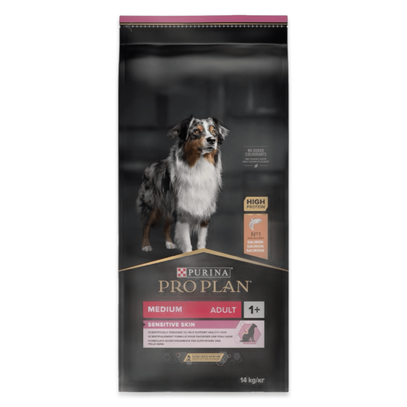 PRO PLAN® Medium Adult Sensitive Skin Kuru Köpek Maması, Zengin Somon İçeriği 14 kg