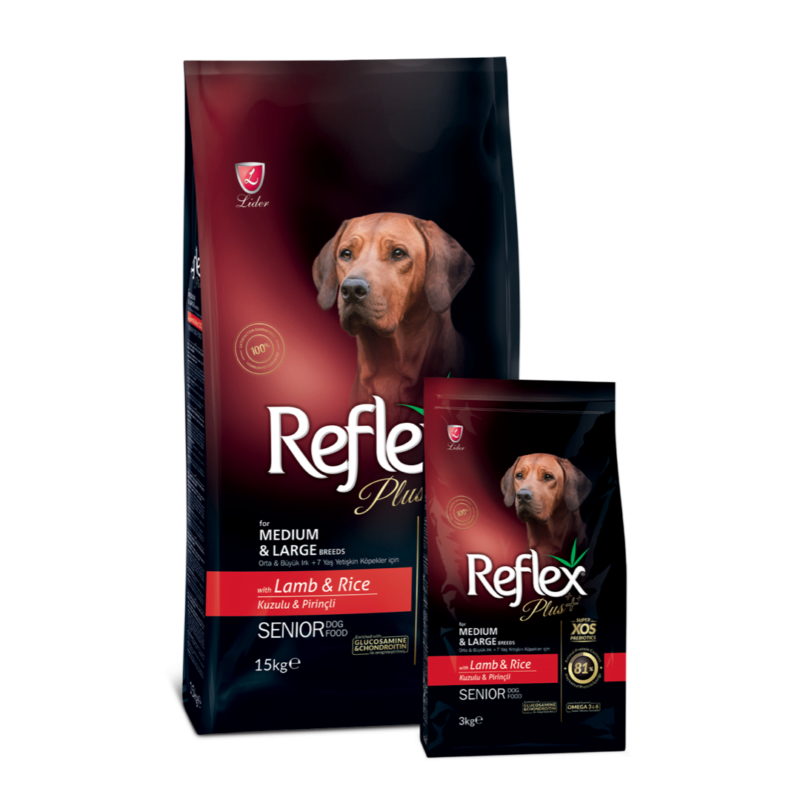 Reflex Plus Kuzu Etli Orta Ve Büyük Irk 7+ Yaş  Köpek Maması 15 kg