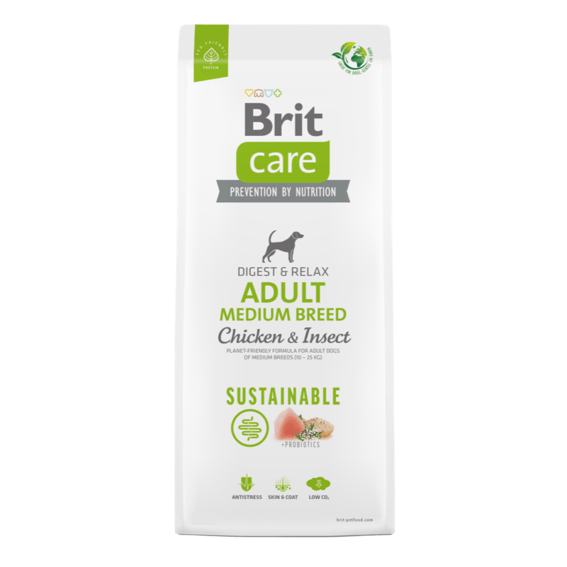 Brit Care Digest & Relax Tavuklu ve Böcekli Orta Irk Yetişkin Köpek Maması 12 kg