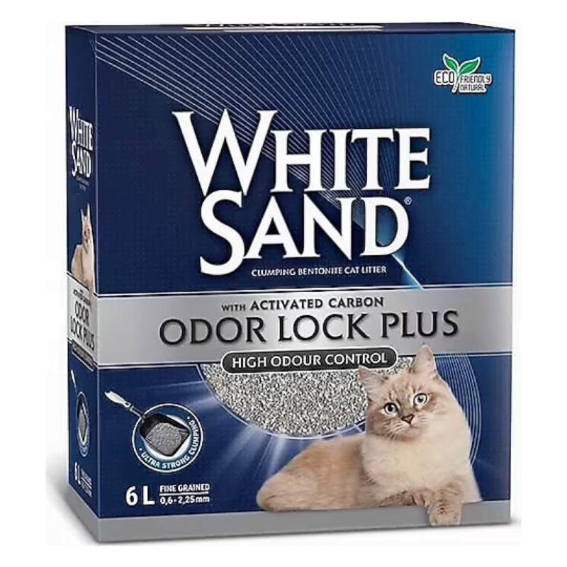 White Sand Odor Lock Plus Aktif Karbonlu Kedi Kumu 6 L