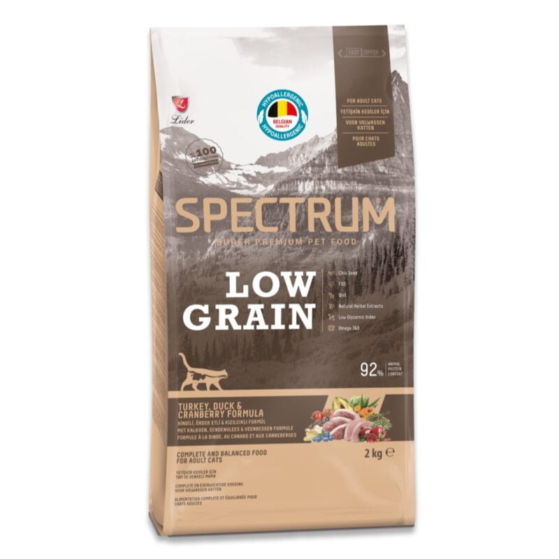 Spectrum Düşük Tahıllı Hindili, Ördek Etli ve Kızılcıklı Yetişkin Kedi Maması 2 kg
