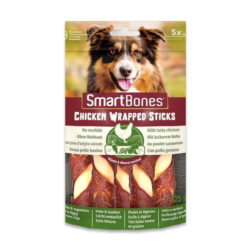 SmartBones Chicken Wrapped Sticks Medium 5'li tavuk sarmalı köpek ödül çubuğu paketi