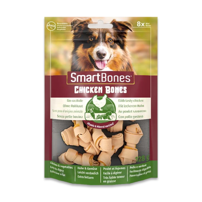 SmartBones tavuklu mini köpek ödül kemiği 8'li paket 128g, küçük ırklar için sağlıklı atıştırmalık