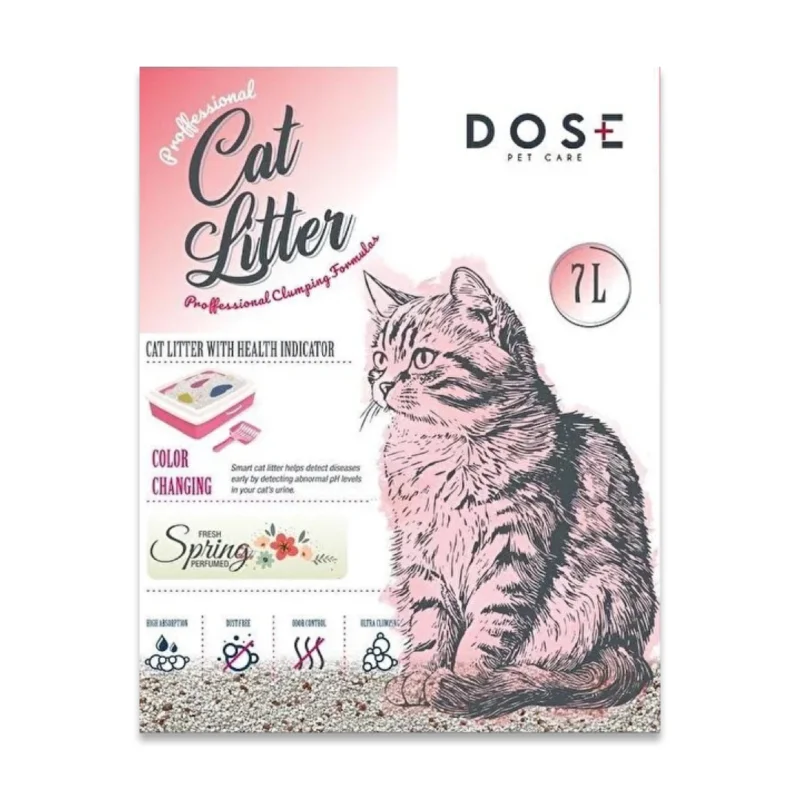 Dose Smart Cat Litter 7L akıllı kedi kumu, pH renk göstergesiyle erken hastalık teşhisi sağlar.
