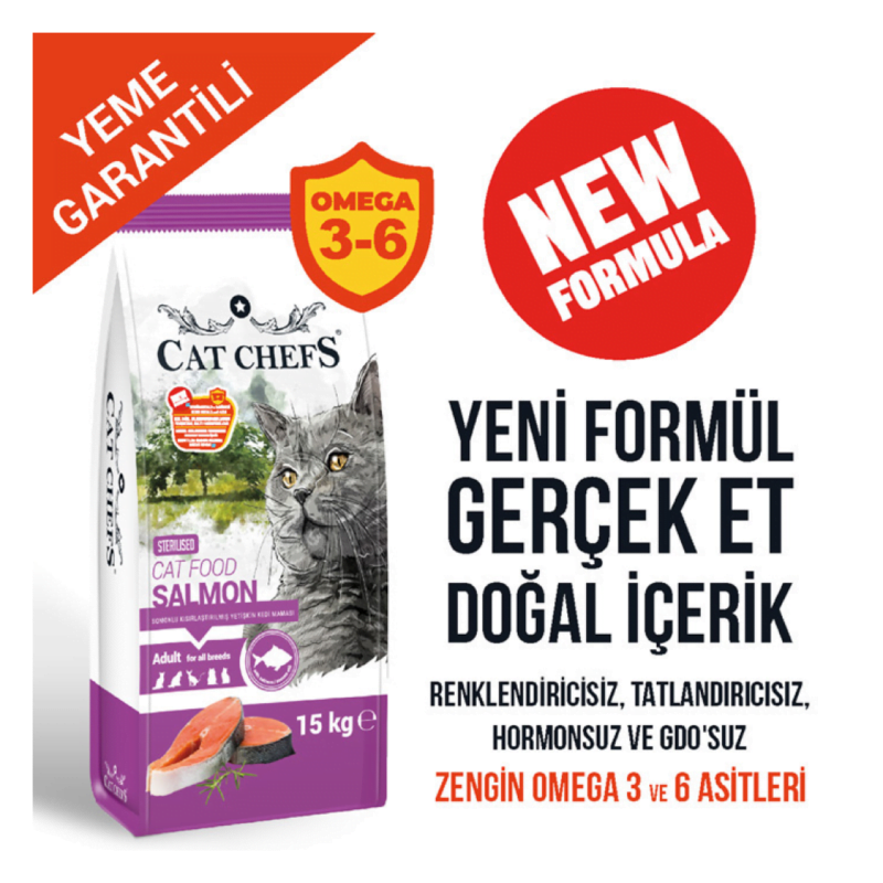 Cat Chefs’ Somonlu Kısırlaştırılmış Yetişkin Kedi Maması 15 kg
