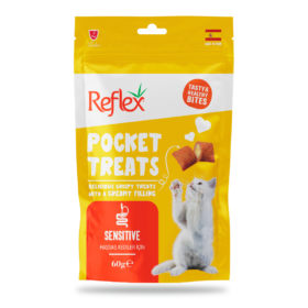 Reflex Pocket Treats hassas kediler için 60g kedi ödül besini, sağlıklı ve lezzetli atıştırmalık