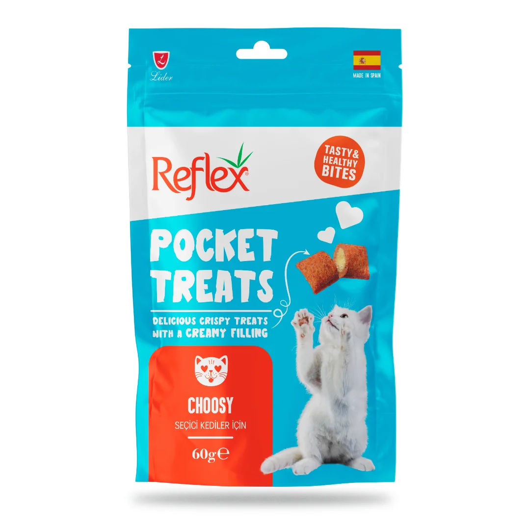 Reflex Pocket Treats Seçici Kediler İçin Kedi Ödül Besini 60 g Kedi Reflex Pocket Treats seçici kediler için 60g kedi ödül besini, lezzetli ve besleyici kedi atıştırmalığı