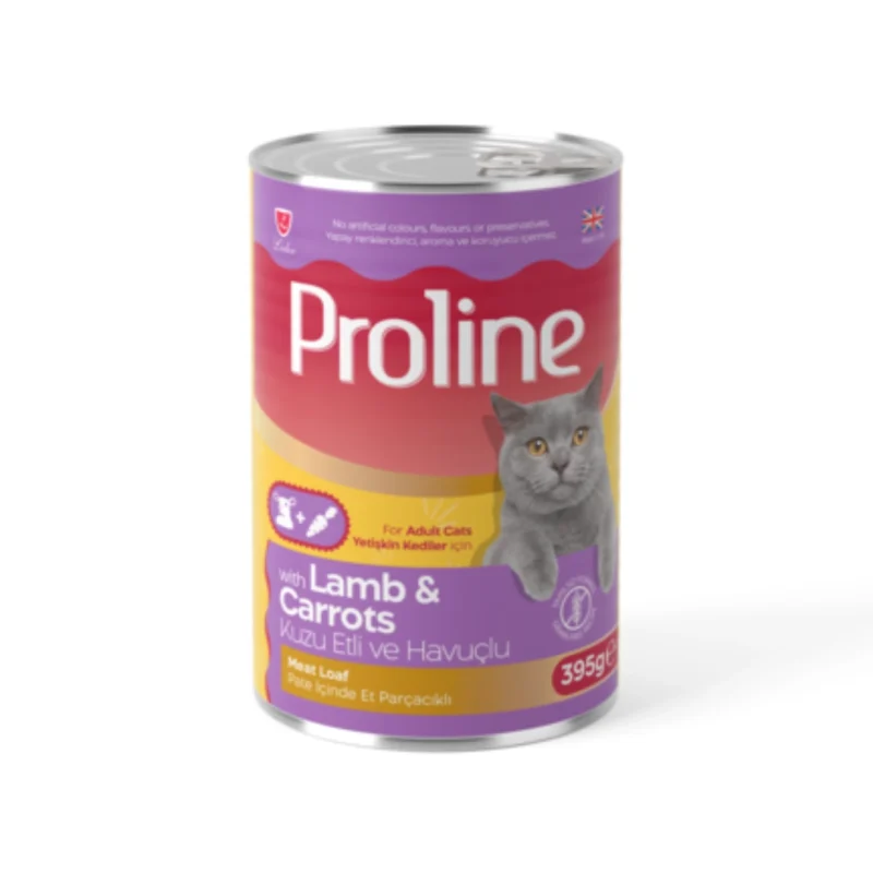 Proline kuzu etli havuçlu pate içinde et parçacıklı yetişkin kedi maması konservesi 395 g