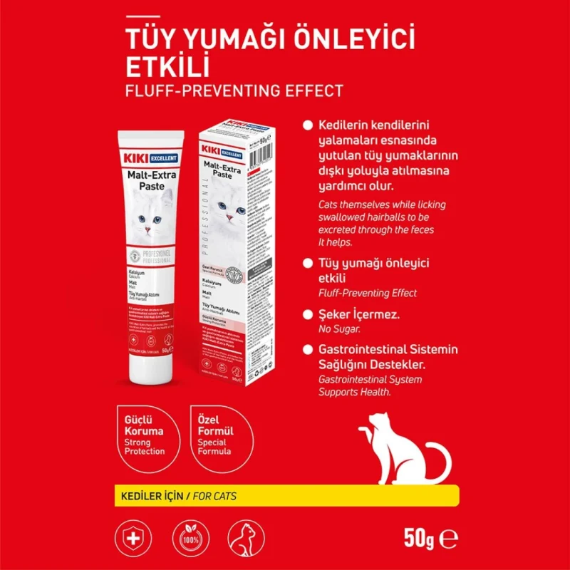 KIKI Excellent Kedi Malt-Extra Tüy Yumağı Önleyici Macun 50 g