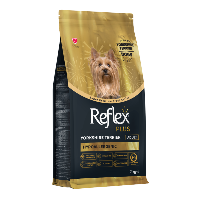Reflex Plus Yorkshire Terrier yetişkin köpek maması 2 kg paket, küçük ırk köpekler için özel formül