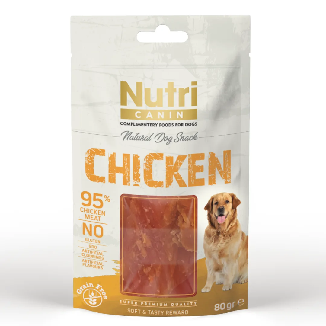 Nutri Canin Tavuk Etli Ödül Maması 80gr Köpek Nutri Canin Tavuk Etli Köpek Ödül Maması 80gr - Doğal İçerikli Lezzetli Köpek Ödülü