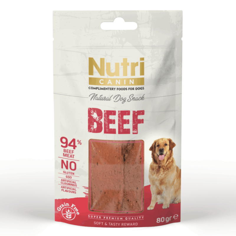 Nutri Canin Sığır Etli Köpek Ödül Maması 80g - Doğal İçerikli Lezzetli Köpek Ödülü