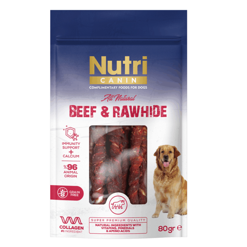 Nutri Canin Rawhide Snack Sığır Etli 80g köpek çiğneme ödülü