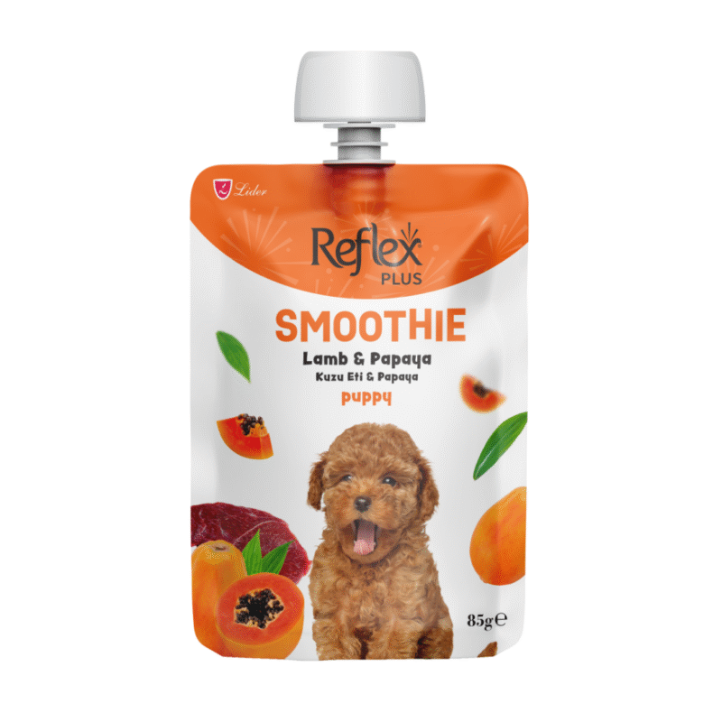 Reflex Plus Smoothie kuzu etli papayalı yavru köpek sıvı ödül maması 85g poşet