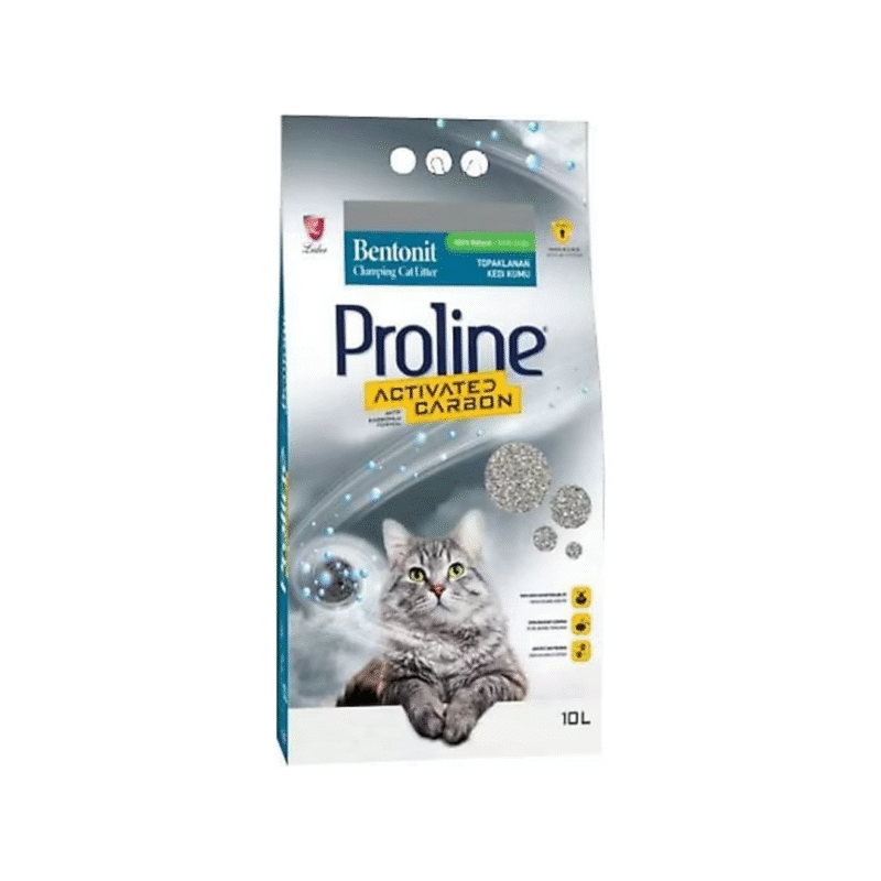 Proline Aktif Karbonlu Kedi Kumu 10 L &ndash; Koku &Ouml;nleyici, Topaklanan Kedi Tuvaleti Dolgusu