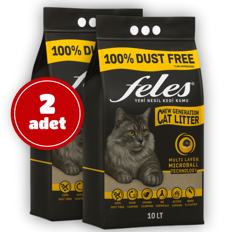 Feles Tozsuz Aktif Karbonlu Kedi Kumu 10 L - 2'li