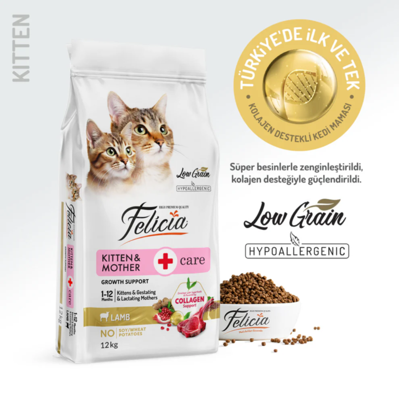 Felicia az tahıllı hipoalerjenik kuzu etli anne ve yavru kedi maması 12 kg paket