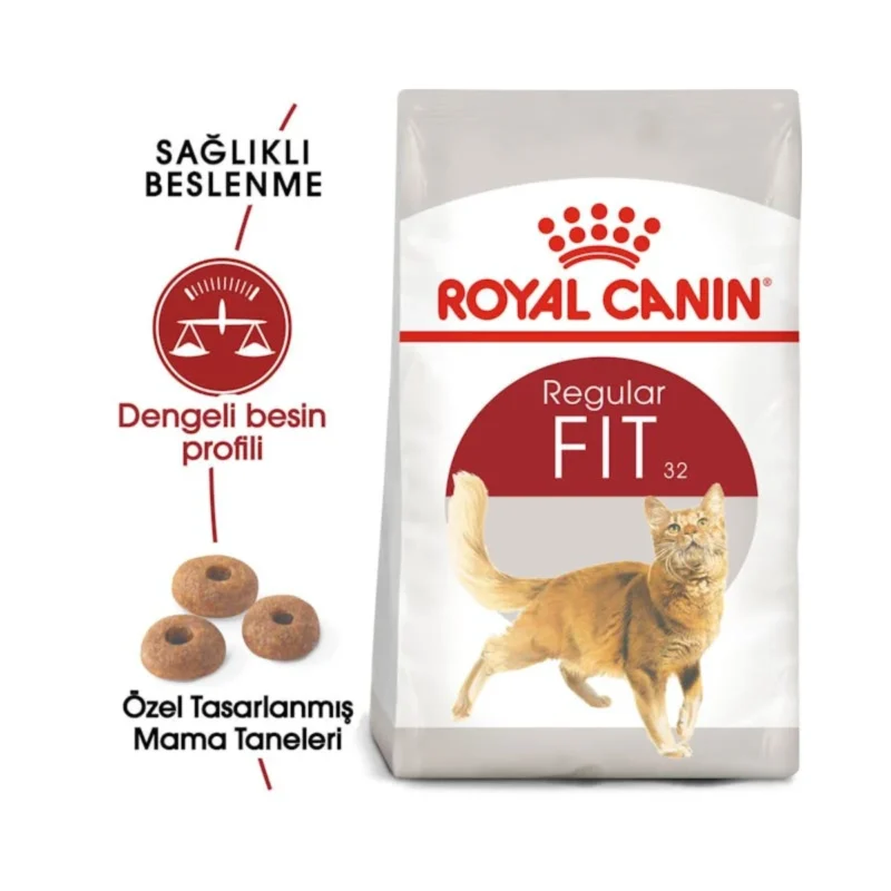 Royal Canin Fit 32 2 kg kedi maması ambalajının arka yüzü ve besin değerleri tablosu