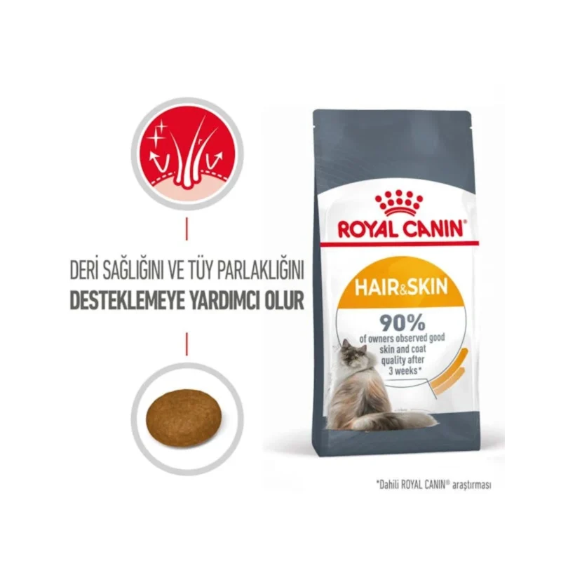 Royal Canin Hair & Skin Care 4 kg kedi maması ambalajının yan görünümü