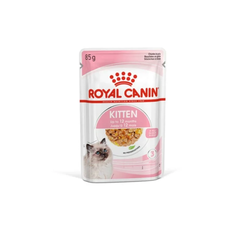 Royal Canin Kitten Jelly 85g yavru kedi konservesi, jelatin içinde besleyici ıslak mama