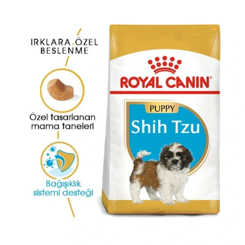 Royal Canin Shih Tzu yavru maması özel tane tasarımı, brakisefalik çene yapısına uygun kolay çiğneme