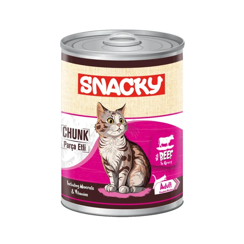Snacky Parça Sığır Etli Kedi Yaş Mama 400g - Tahılsız, doğal içerikli kedi konservesi