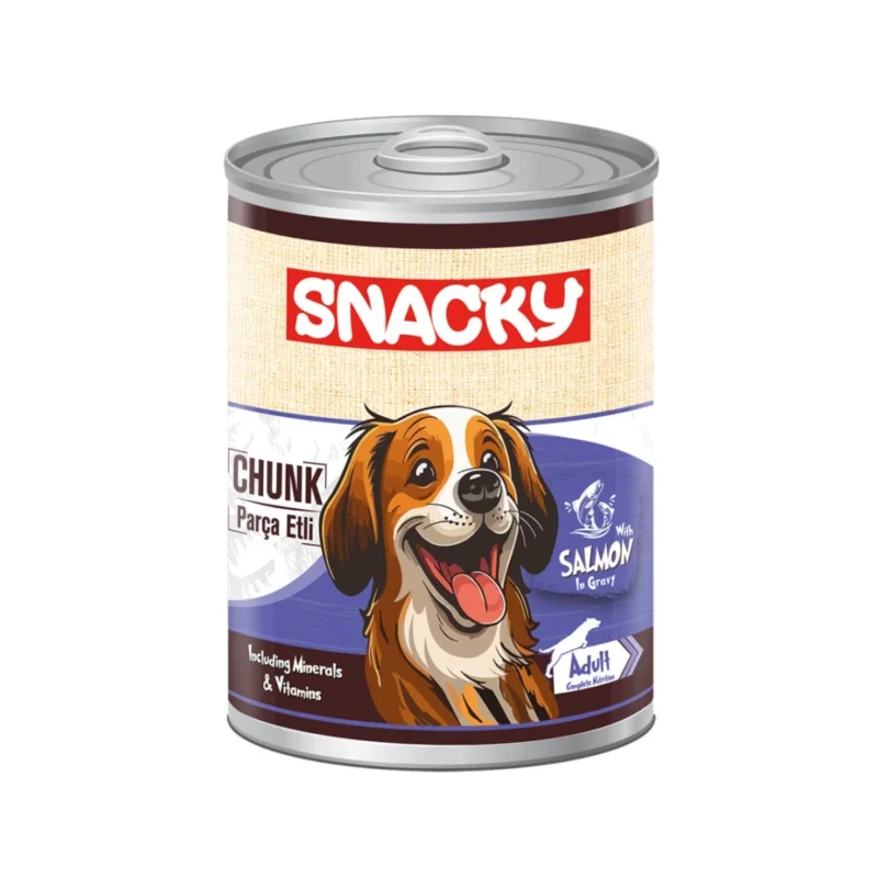 Snacky parça somonlu köpek yaş mama 400g, yetişkin köpekler için besleyici ıslak mama