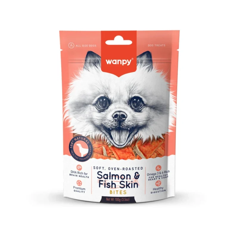 Wanpy Gerçek Somon Dilimleri Köpek Ödülü 100g - Doğal somondan yapılmış sağlıklı köpek ödül maması