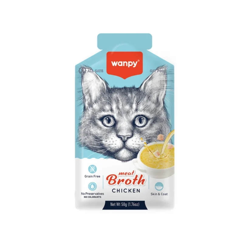 Wanpy Tavuklu Kedi Çorbası 50g – Kediler için lezzetli ve besleyici tavuklu sıvı atıştırmalık