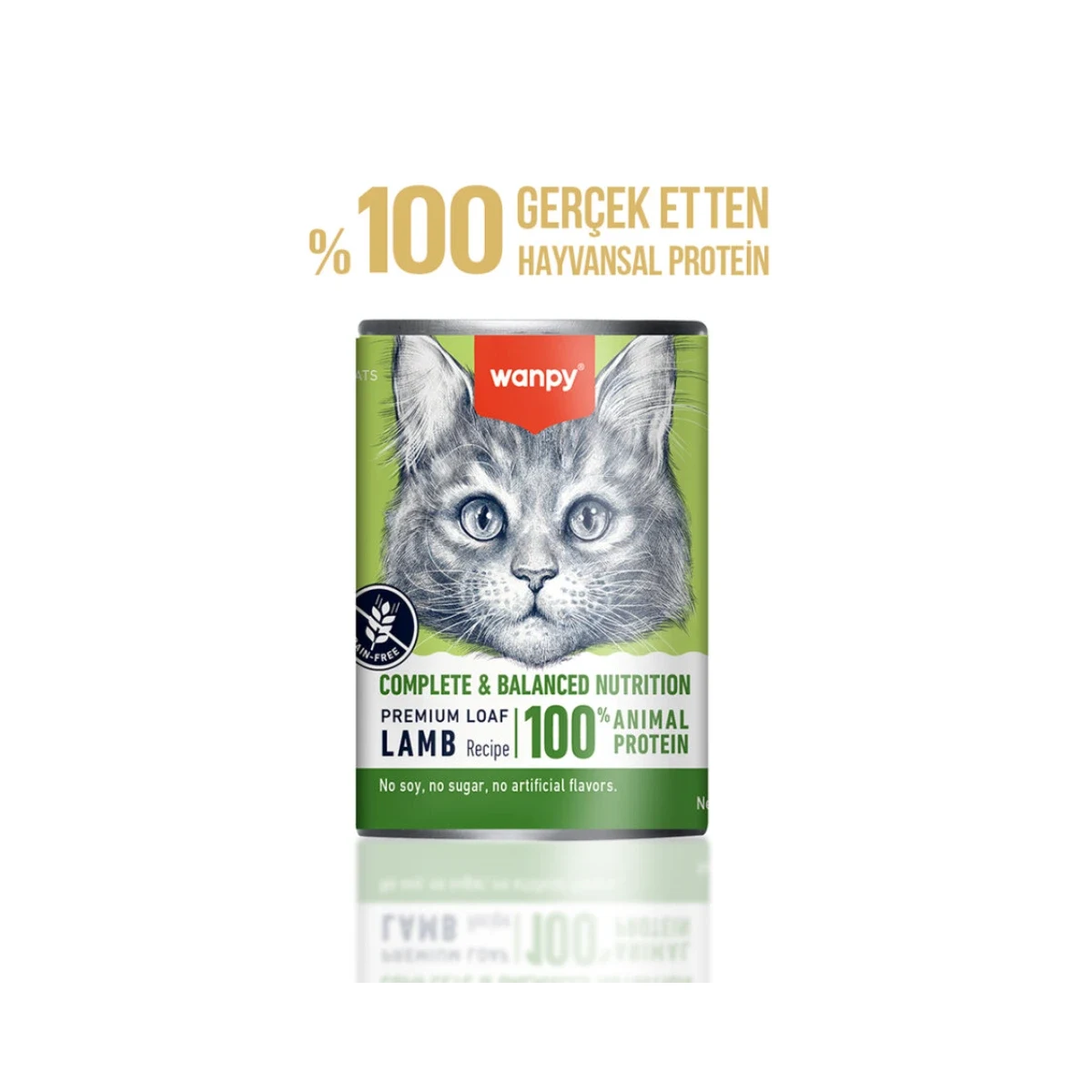 Wanpy Tahılsız Kedi %100 Gerçek Et Kuzu Etli Konserve 375 gr Kedi Wanpy Tahılsız Kedi Konservesi 0 Gerçek Kuzu Etli 375 gr - Doğal ve Sağlıklı Kedi Maması