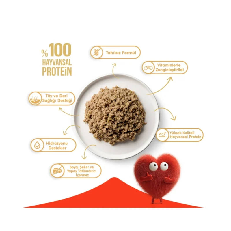 Wanpy Tahılsız Köpek Biftekli Konserve 375 gr içindeki gerçek et dokusu yakından görünüm