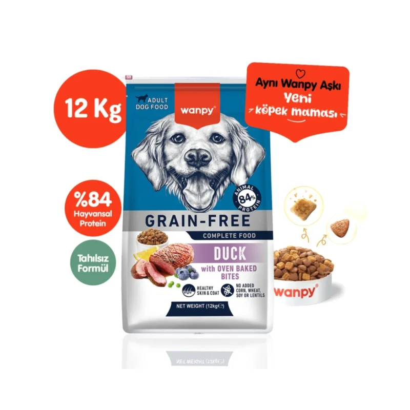 Wanpy Tahılsız Ördekli Yetişkin Köpek Maması 12 kg – Tahılsız, doğal içerikli premium köpek maması