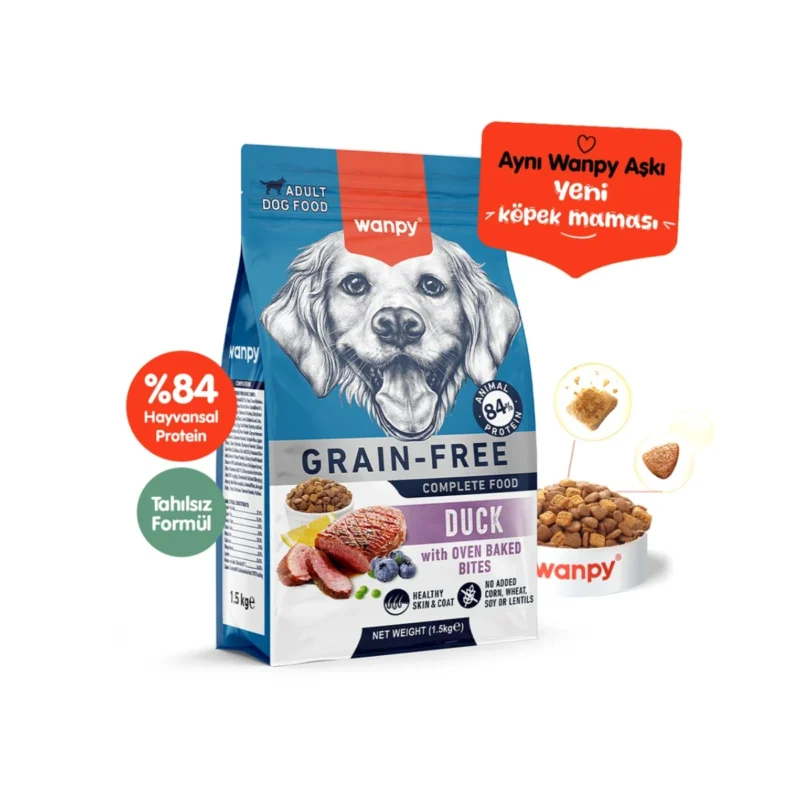 Wanpy Tahılsız Ördekli Yetişkin Köpek Maması 1,5 kg - Doğal ve besleyici tahılsız köpek maması