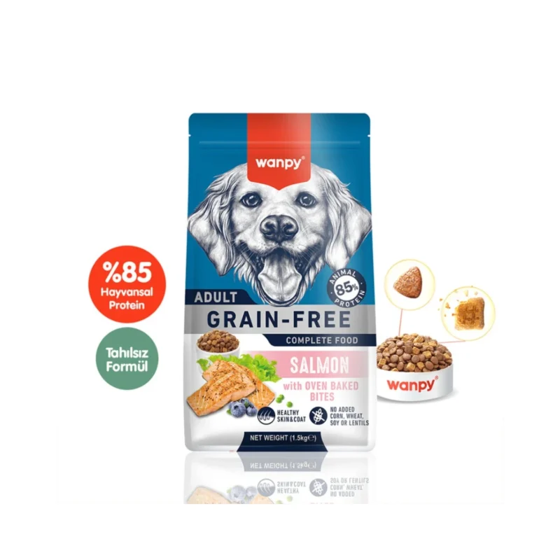 Wanpy Tahılsız Somonlu Yetişkin Köpek Maması 1,5 kg - Sağlıklı ve Doğal Beslenme