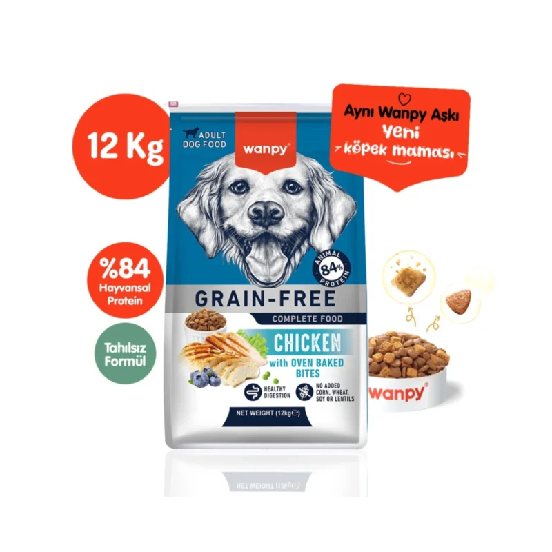 Wanpy Tahılsız Tavuklu Yetişkin Köpek Maması 12 kg – Tahılsız, doğal içerikli premium köpek maması