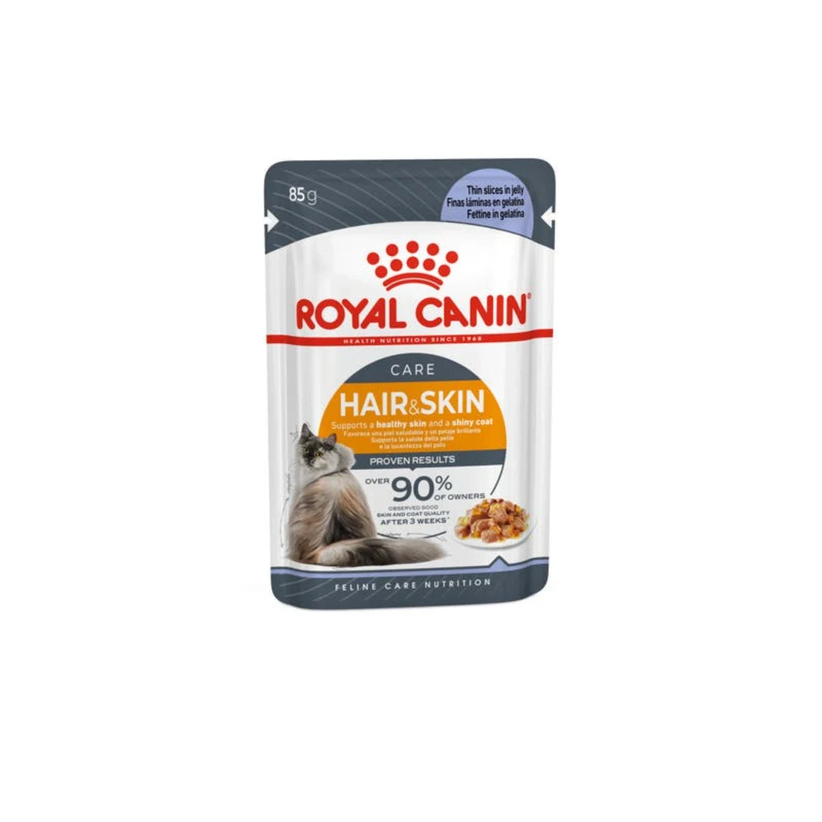 Royal Canin Hair and Skin Jelly Kedi Yaş Maması 85 g Kedi Royal Canin Hair and Skin Jelly 85g kedi yaş maması, tüy sağlığı destekli jelatin soslu konserve mama