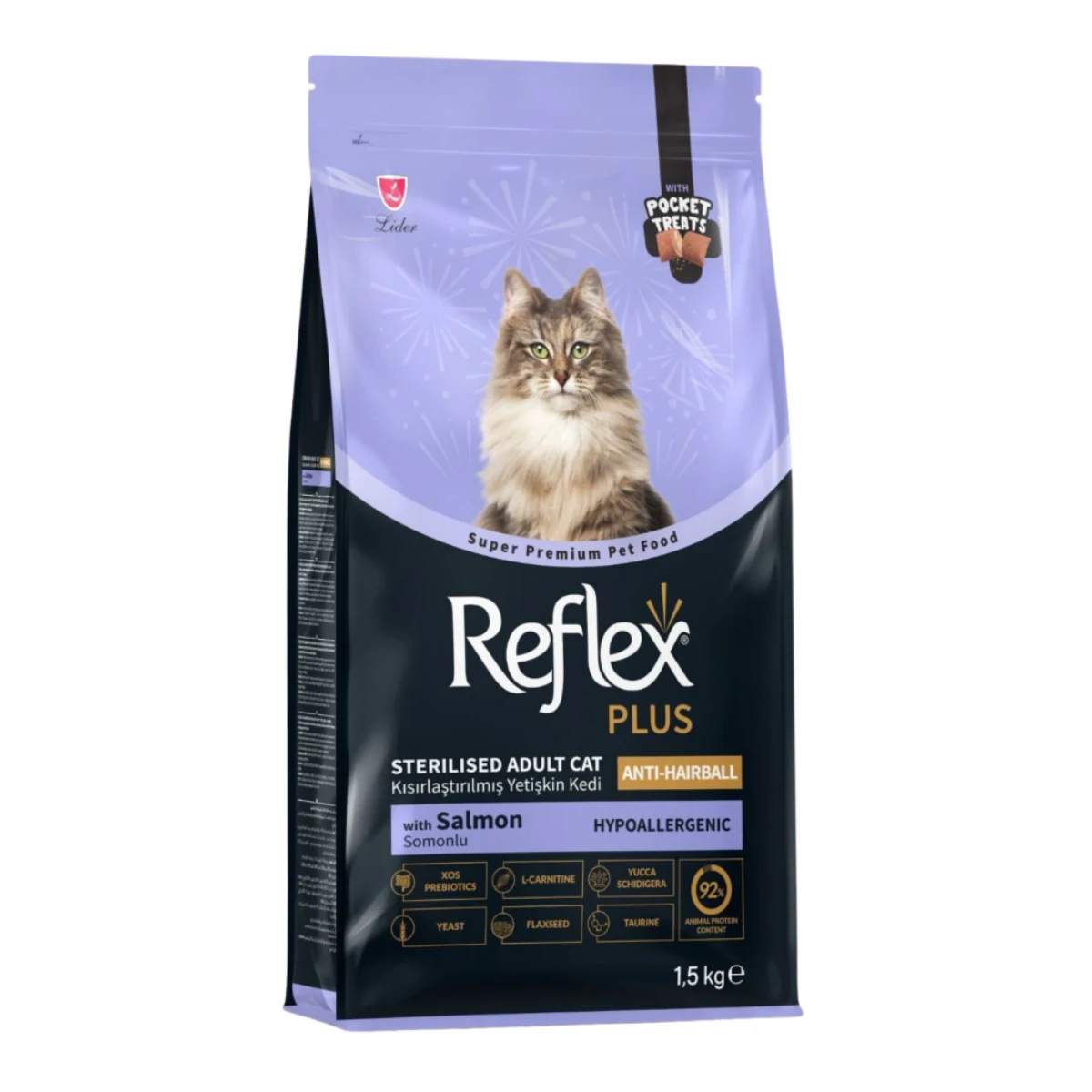 Reflex Plus Hipoalerjenik Tüy Yumağı Önleyici Somonlu Kısırlaştırılmış Yetişkin Kedi Maması 1,5 kg Kedi Reflex Plus hipoalerjenik somonlu kısırlaştırılmış yetişkin kedi maması tüy yumağı önleyici 1,5 kg