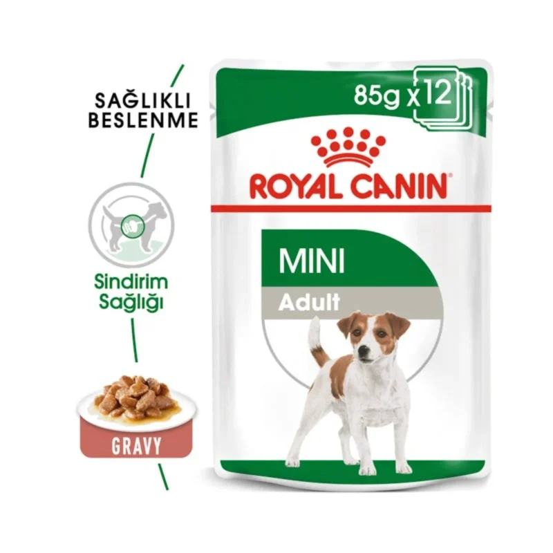 Royal Canin Mini Yetişkin köpek yaş maması 85 g 12'li paket, küçük ırk köpekler için porsiyon ambalaj