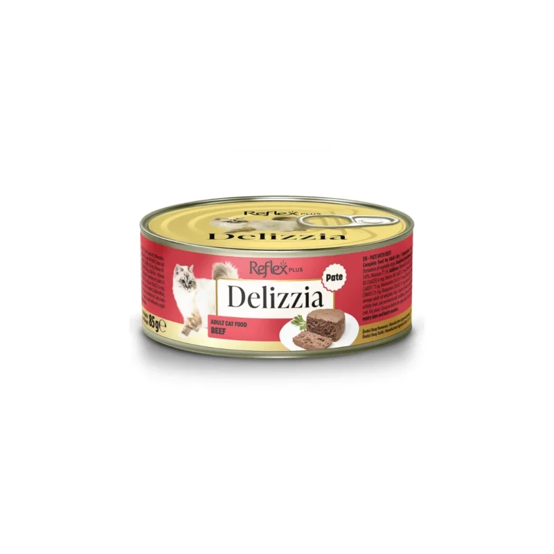 Reflex Plus Delizzia kıyılmış dana etli kedi maması 85 g - yetişkin kediler için lezzetli ıslak mama