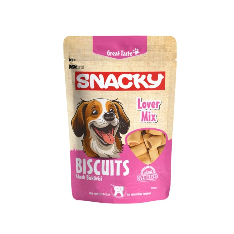 Snacky Bisküvi Lower Mix 200g - Fırında pişmiş, dişleri temiz tutmaya yardımcı bisküvi