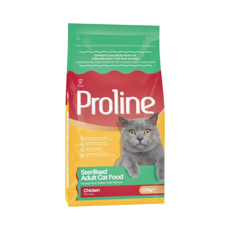 Proline tavuklu kısırlaştırılmış yetişkin kedi maması 1,2 kg, sterilize kediler için özel formül